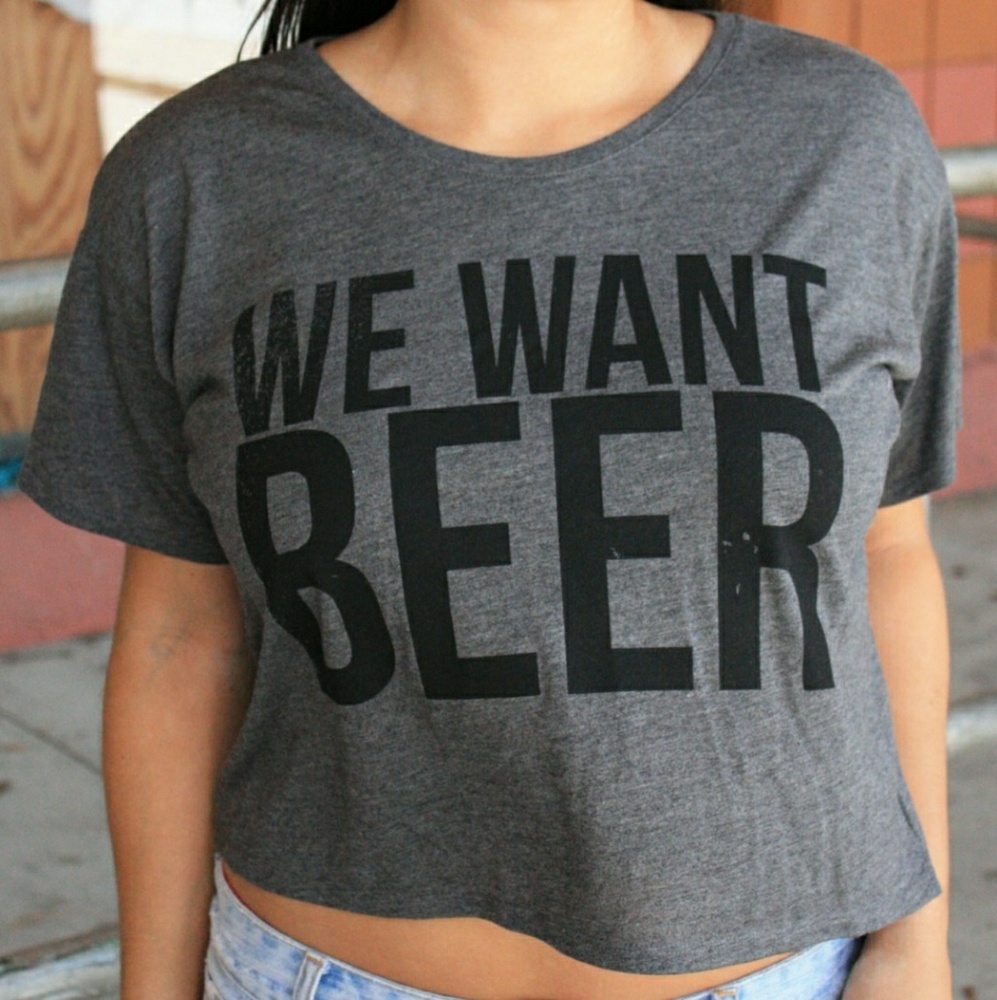 Grey Oversized Crop Top  Graphic Tee